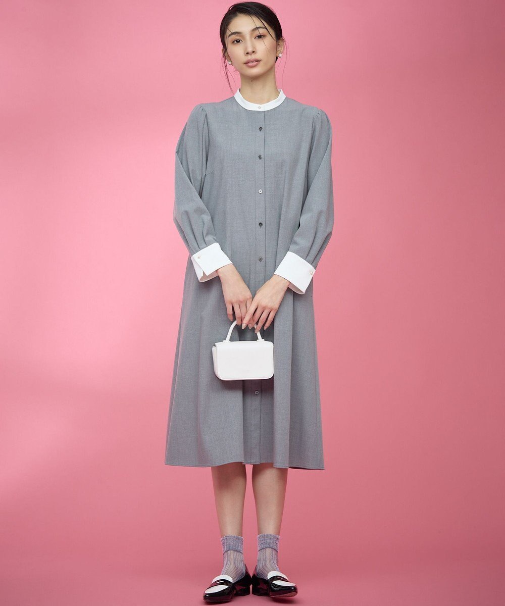 組曲 【KUMIKYOKU NAVY】ウーステッドライククロス シャツワンピース 