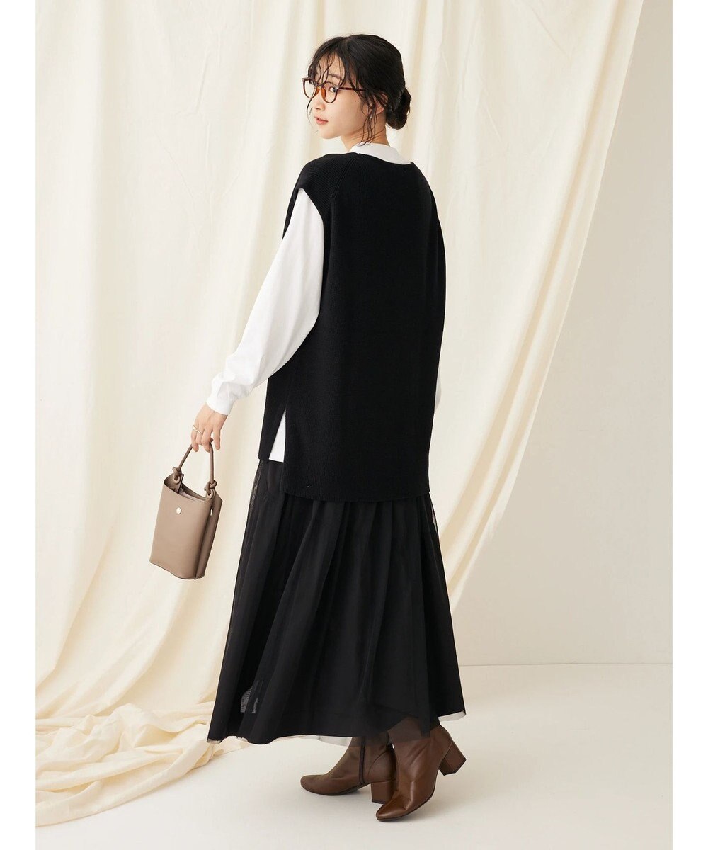 CRAFT STANDARD BOUTIQUE 【2点セット】洗える 60/2 14G片畦Vネックベスト+ロンTEE SET 