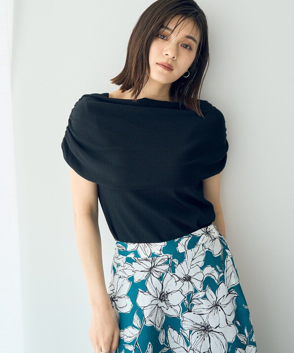 YECCA VECCA シャーリングオフショルニット 