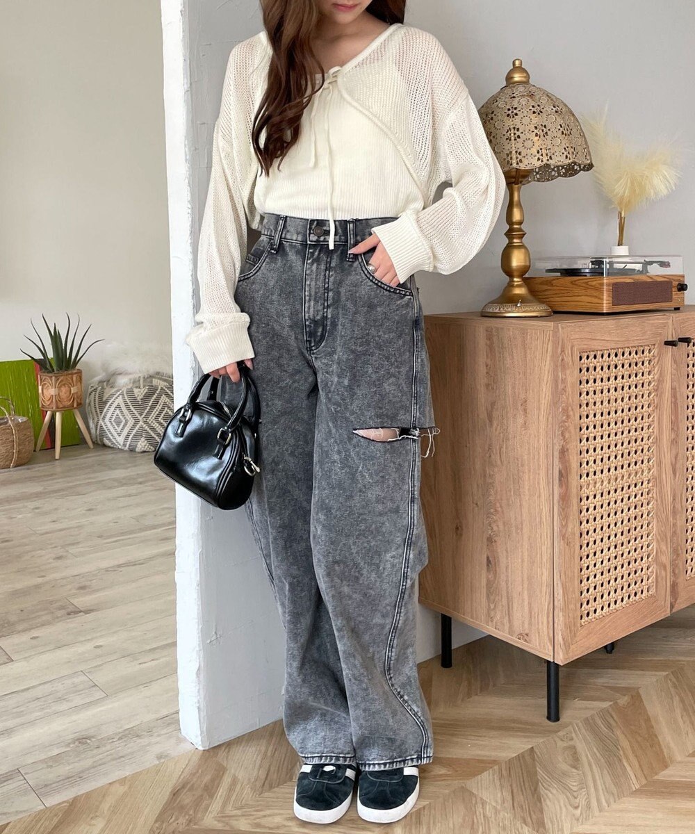 WEGO アンサンブルメッシュリボンカーディガン 