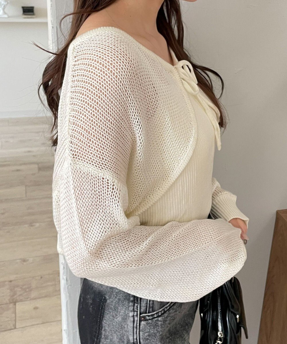 WEGO アンサンブルメッシュリボンカーディガン 