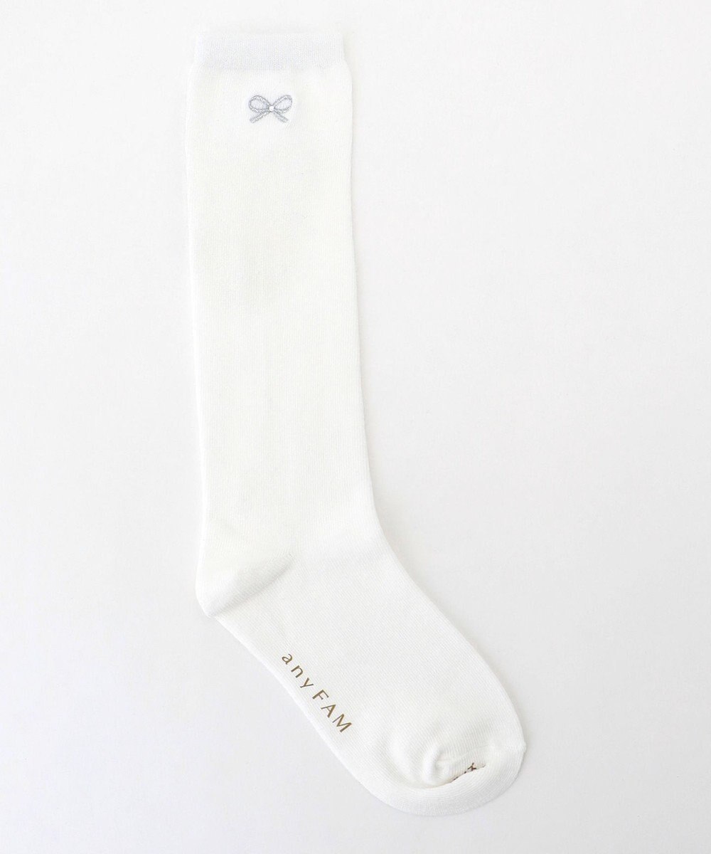 ANY KIDS リボン刺繍ハイソックス 