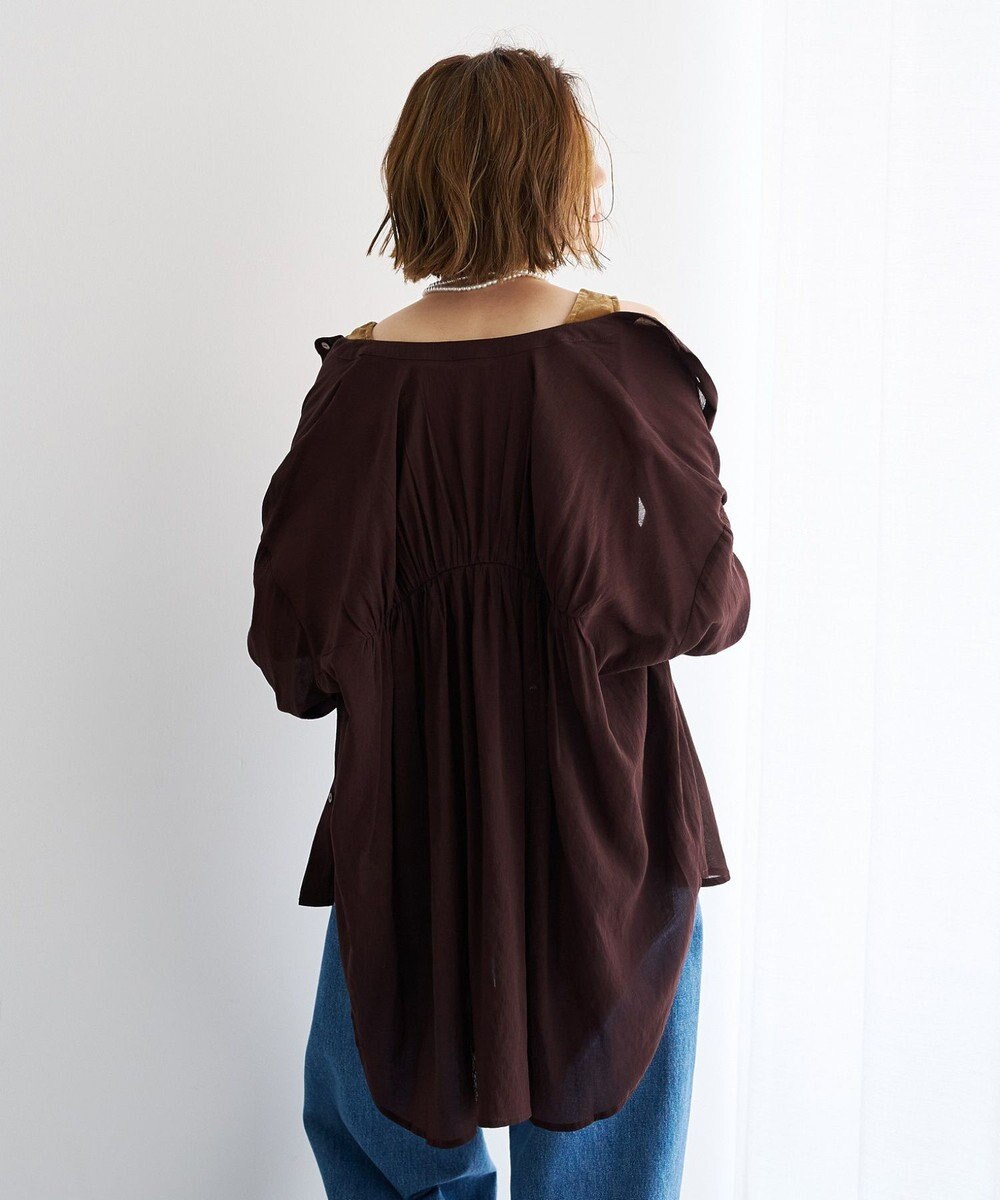 YECCA VECCA ドライタッチシアーバンドカラーシャツ 