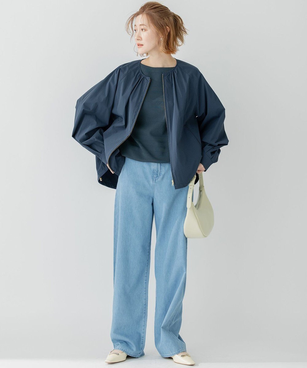 23区 S ナイロン2WAYストレッチ ノーカラー ブルゾン 