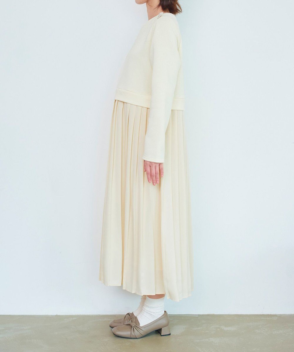 Tiaclasse 【洗える】裏起毛ドッキングワンピース 