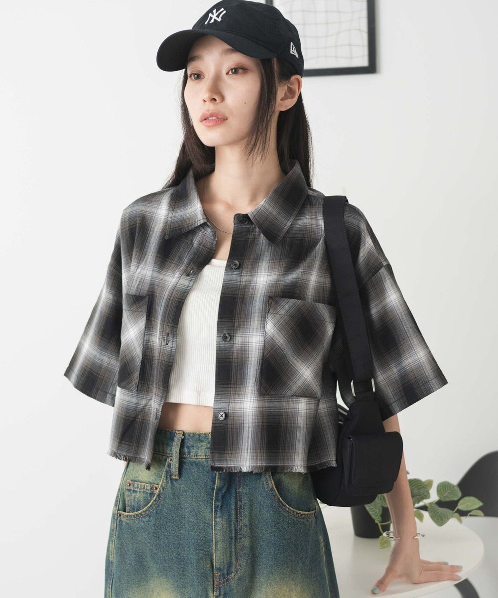 WEGO 【手洗い可/綿100％】オンブレチェックショートシャツ 