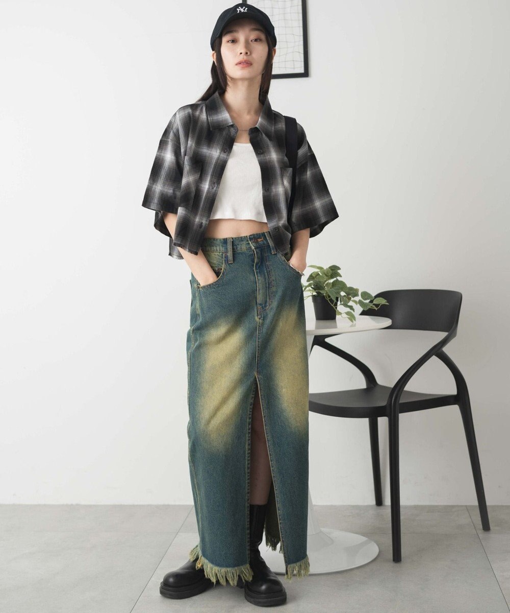 WEGO 【手洗い可/綿100％】オンブレチェックショートシャツ 