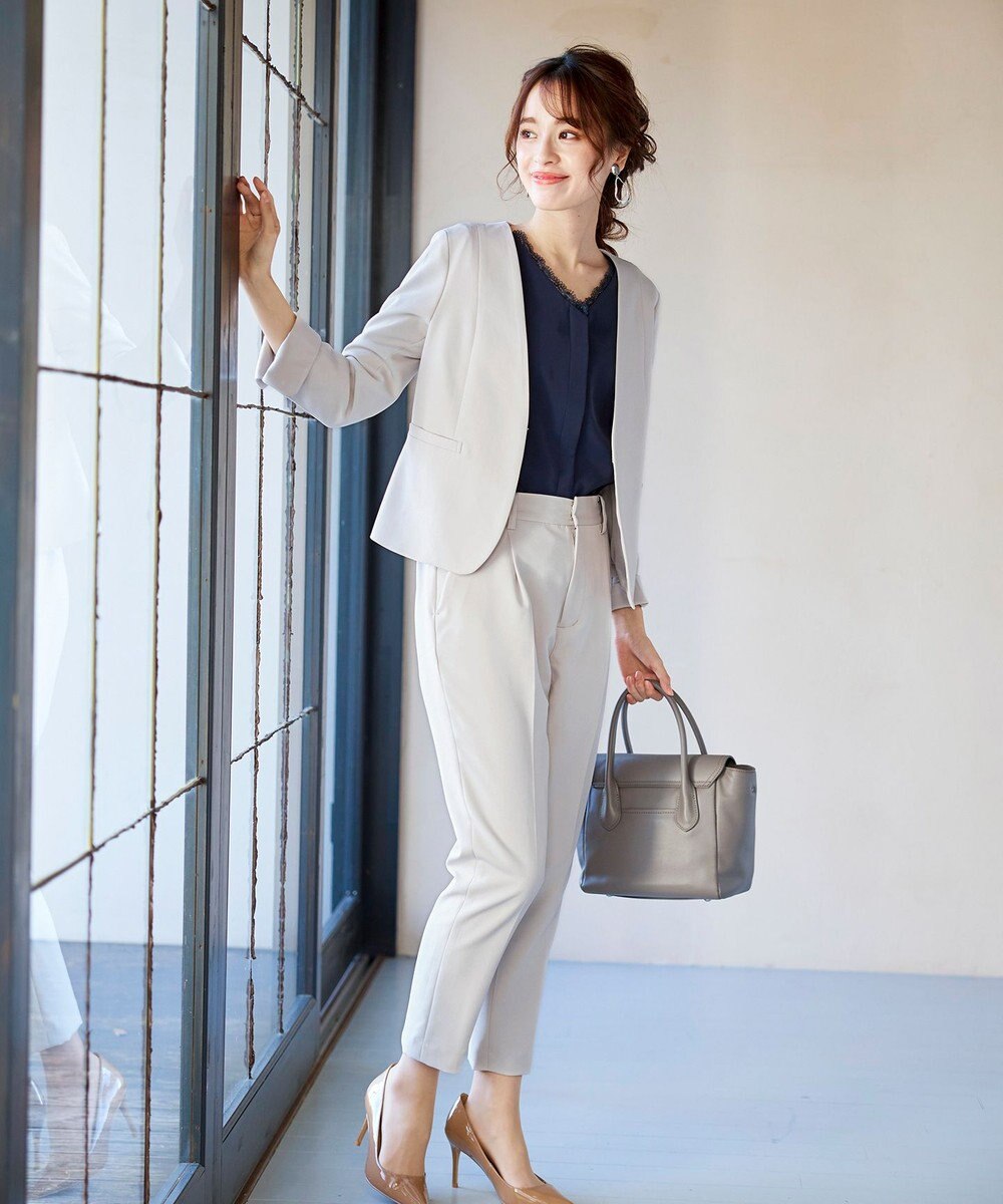 Tiaclasse 【洗える】快適な履き心地のダブルクロステーパードパンツ 