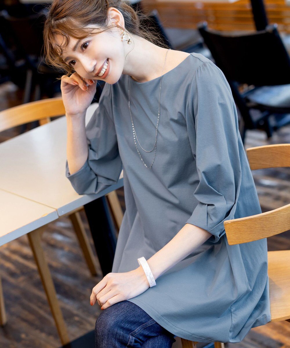 Tiaclasse L 【洗える】大人可愛いバックフレアカットチュニック 