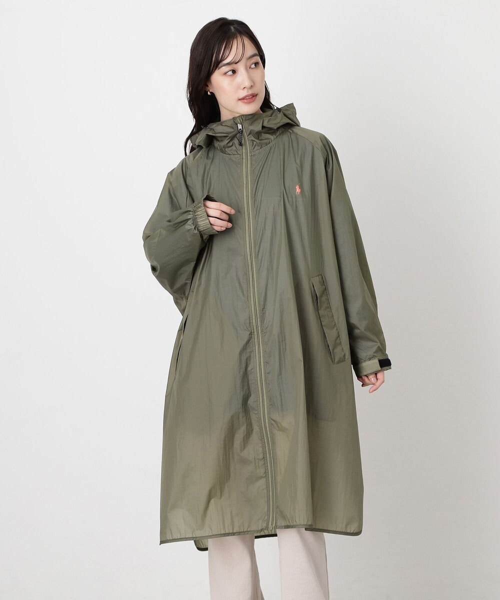 MOONBAT POLO RALPH LAUREN(ポロ ラルフローレン) ポロポニー レインコート ライトウェイト レインポンチョ  無地 フード 収納袋 レディース 