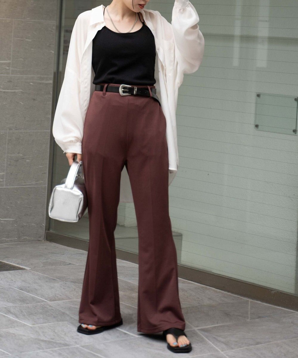 WEGO ポンチセンタープレスフレアパンツ 