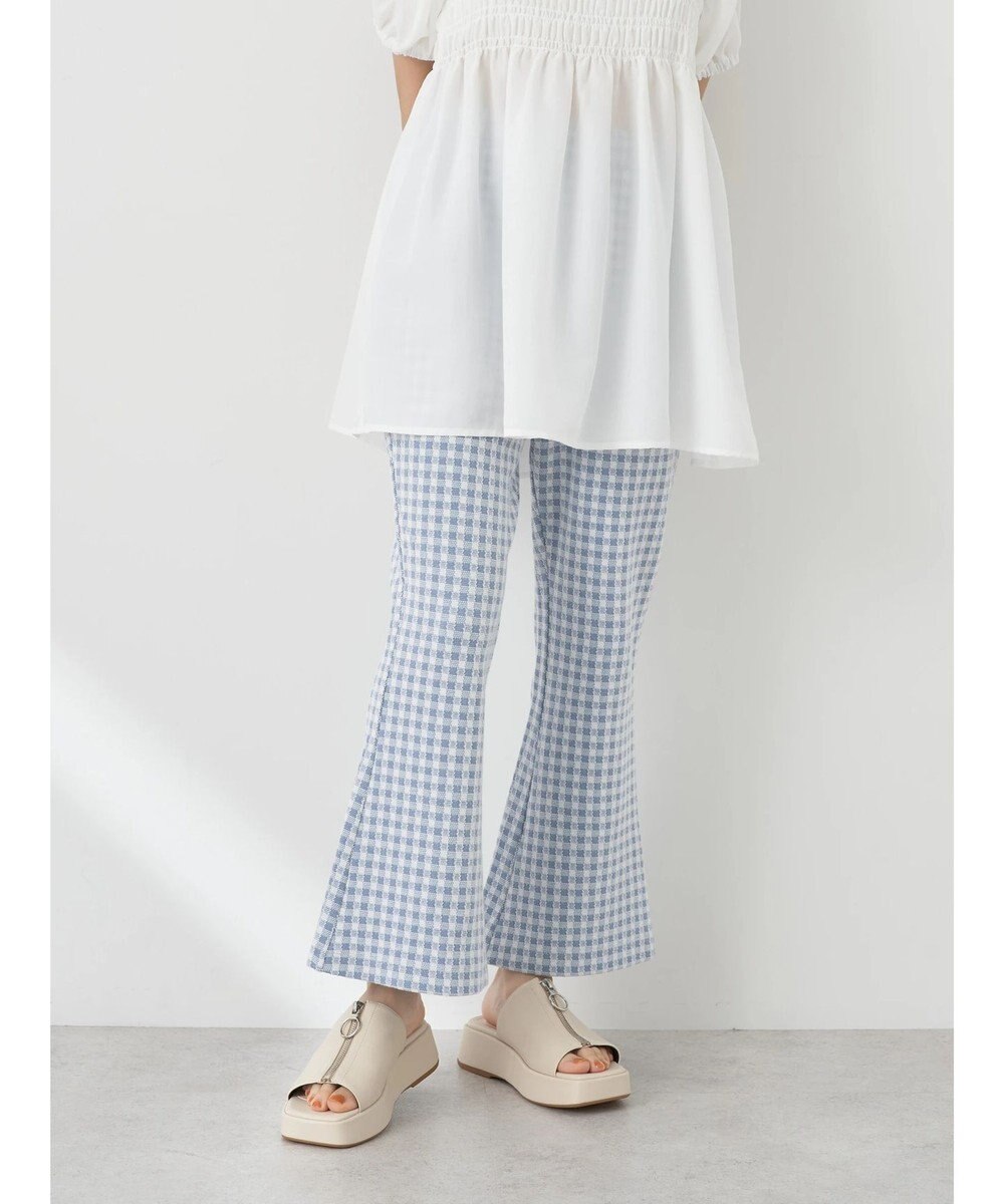 earth music&ecology チェックフレアイージーパンツ 