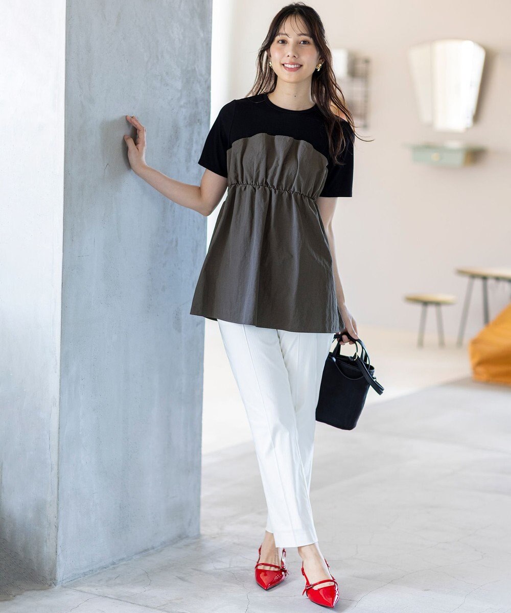 ANY SIS S 【ストレッチ・接触冷感・撥水・UVカット・洗える】エアリーストレッチ テーパードパンツ 