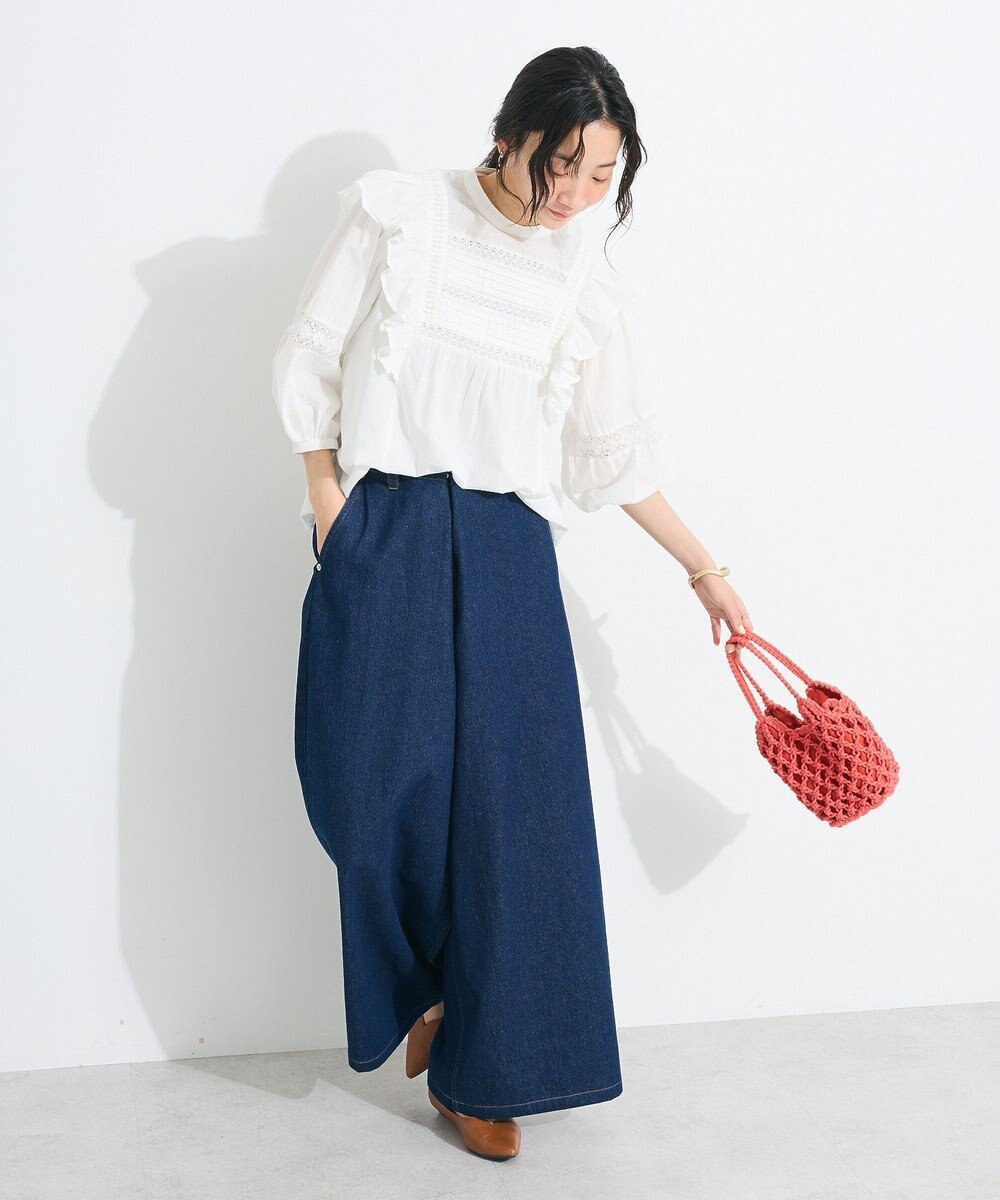 CRAFT STANDARD BOUTIQUE フリル使いマニーレースピンタックブラウス 