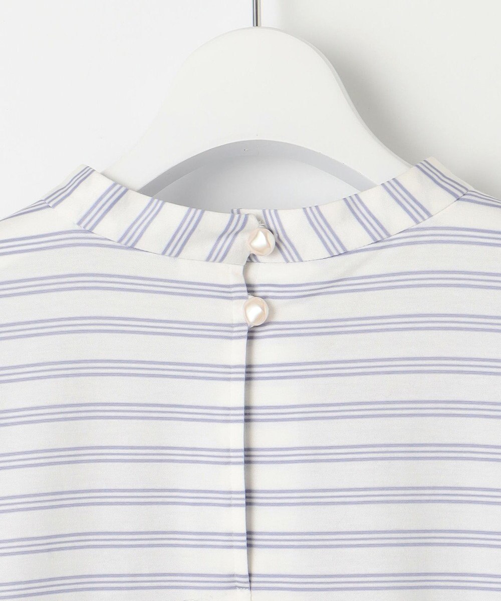 自由区 【洗える】ストレッチシャーティングスタンドカラーストライプ ブラウス 