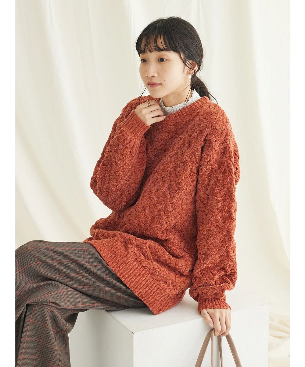 CRAFT STANDARD BOUTIQUE 洗えるモールケーブルニットチュニック 