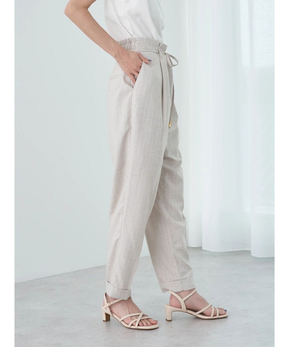 earth music&ecology リネンライクテーパードパンツ（ストライプ） 