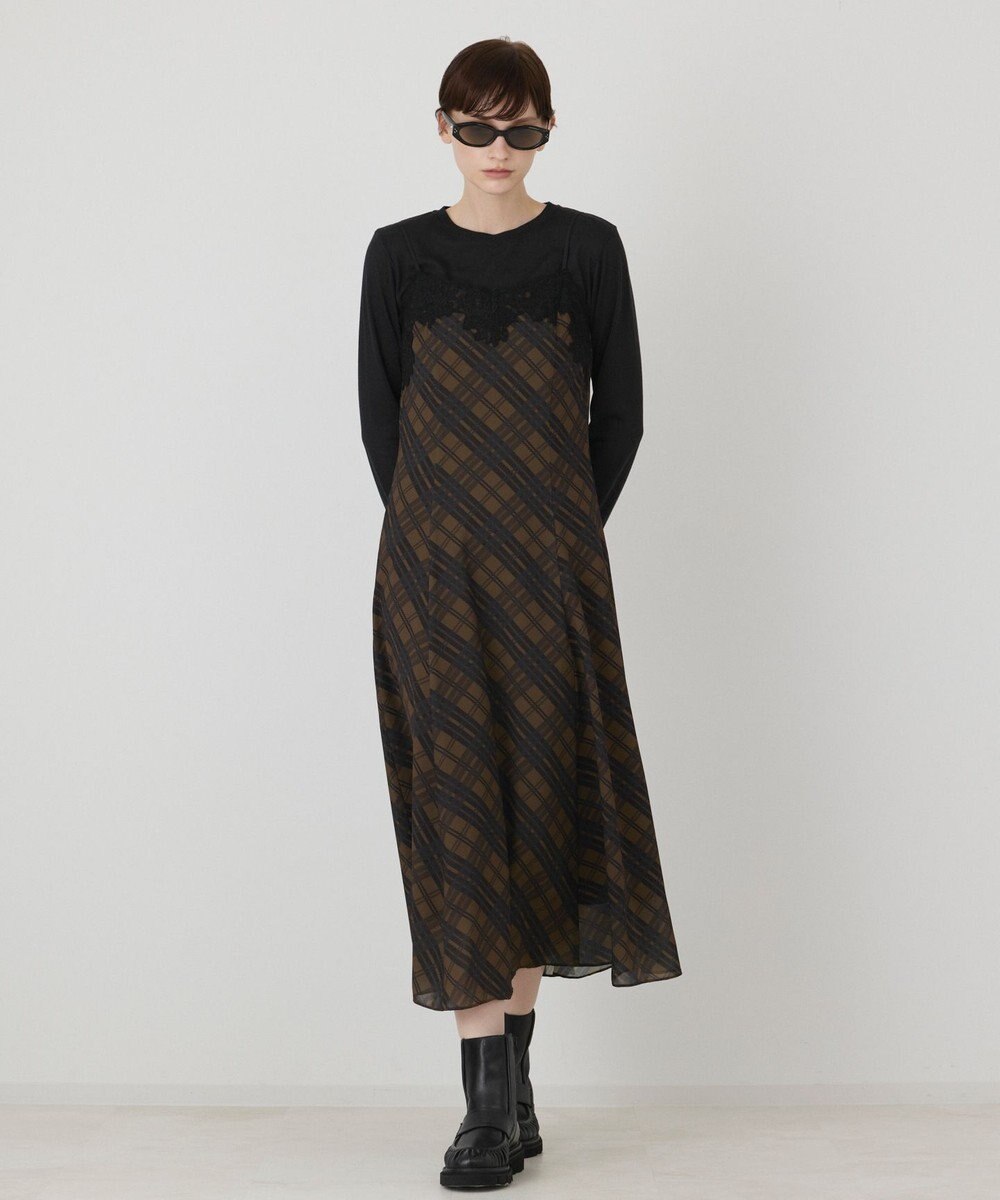 GRACE CONTINENTAL チェックプリントキャミワンピース 