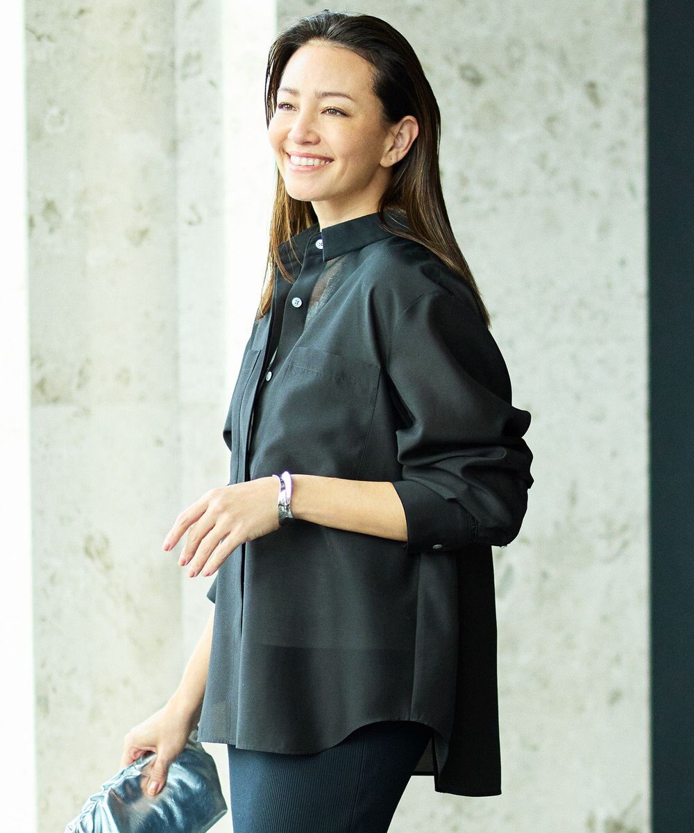 自由区 【カタログ掲載・羽織りとしても】シャイニーオーガンジーシアー シャツ 