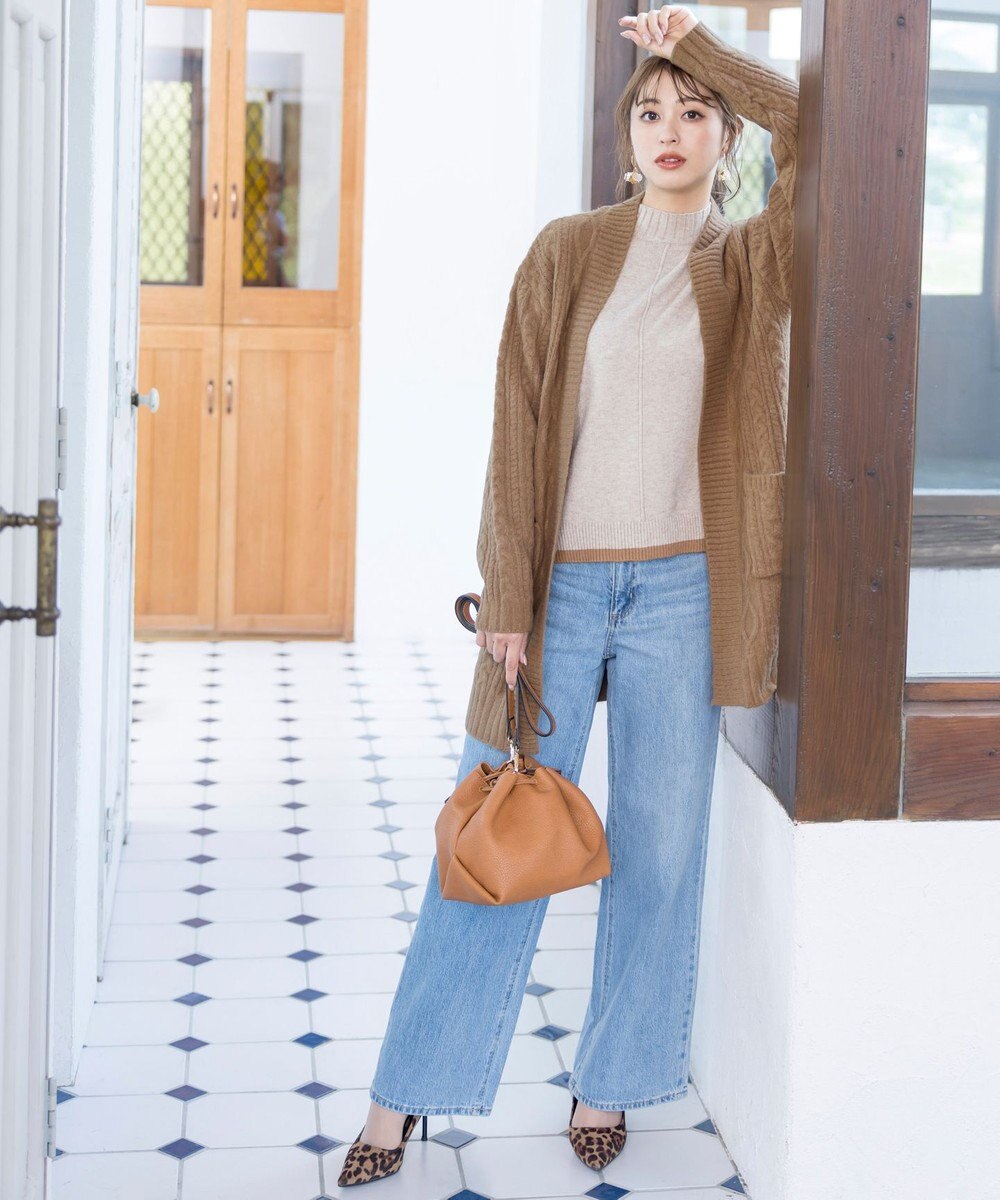 Tiaclasse 【洗える】大人華やかなアラン柄ニットカーディガン 