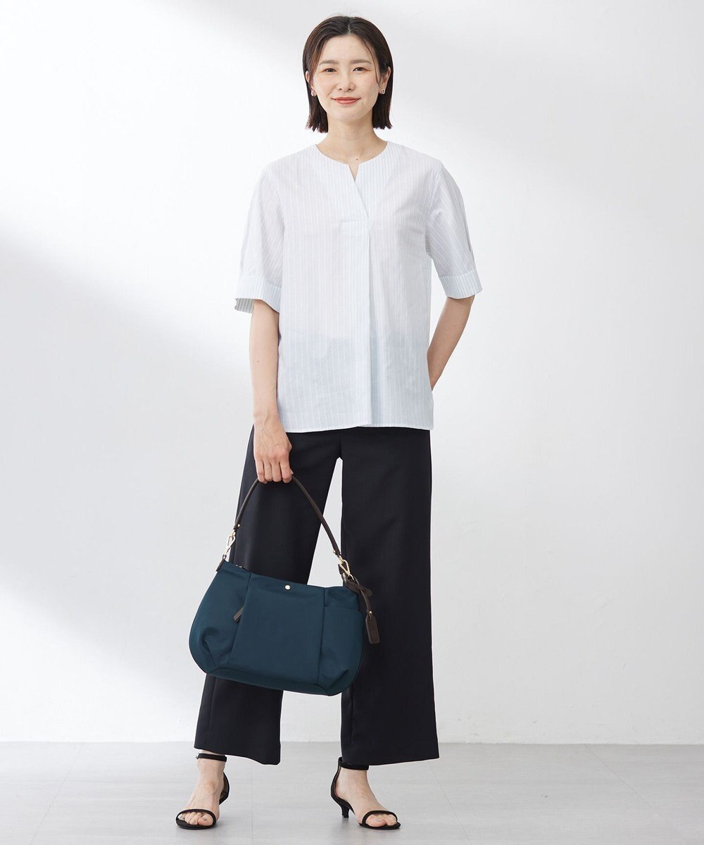 J.PRESS LADIES 【洗える】BEZ 空羽ストライプ クルーネック ブラウス 