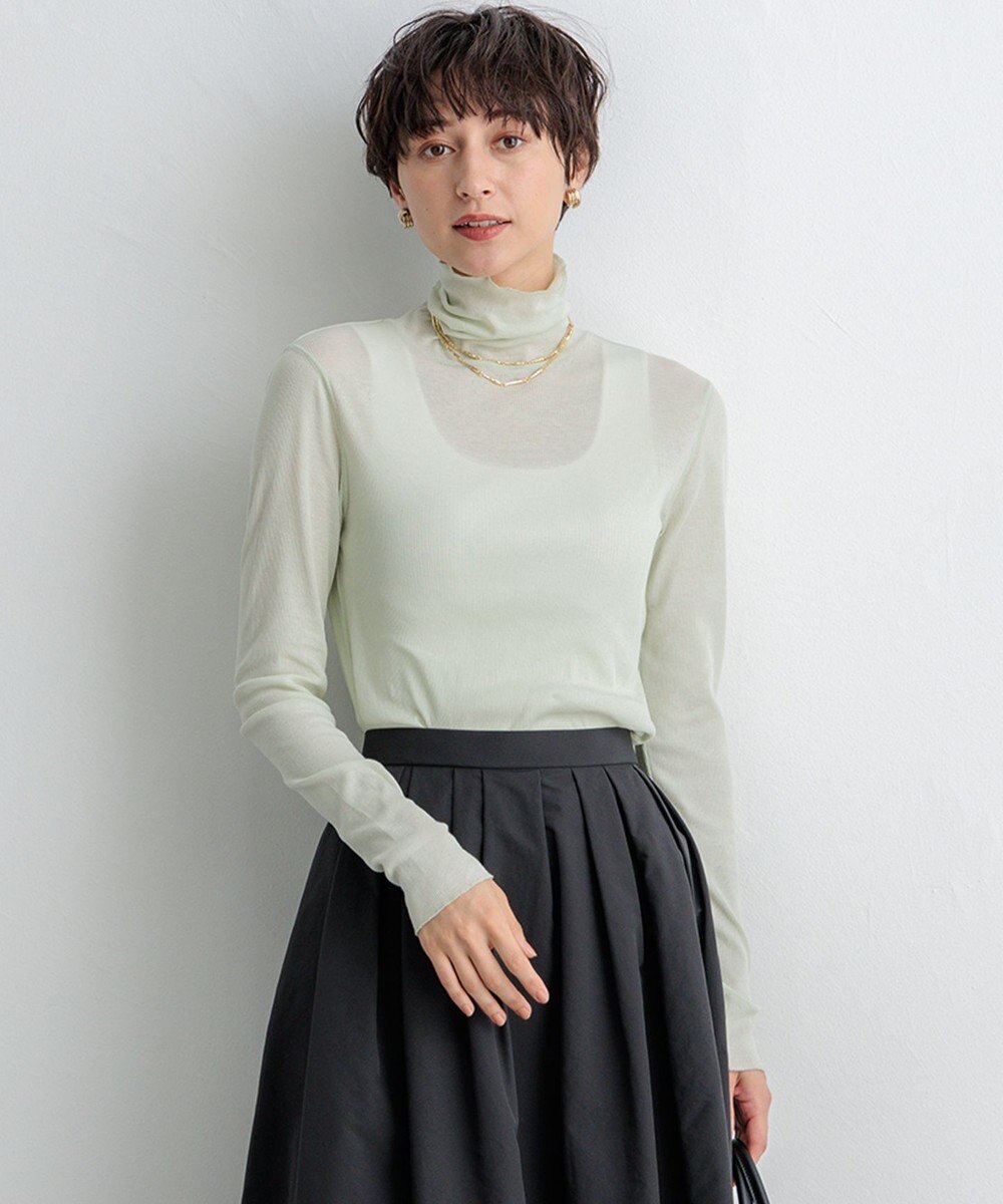 23区 【SLOW/一部店舗限定】新色追加！シアーリブロンTEE タートルネック カットソー 