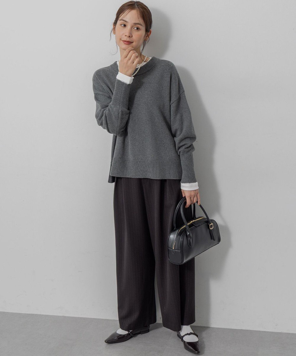 組曲 L 【加藤ローサさん着用】ラメストライプ ワイドパンツ 