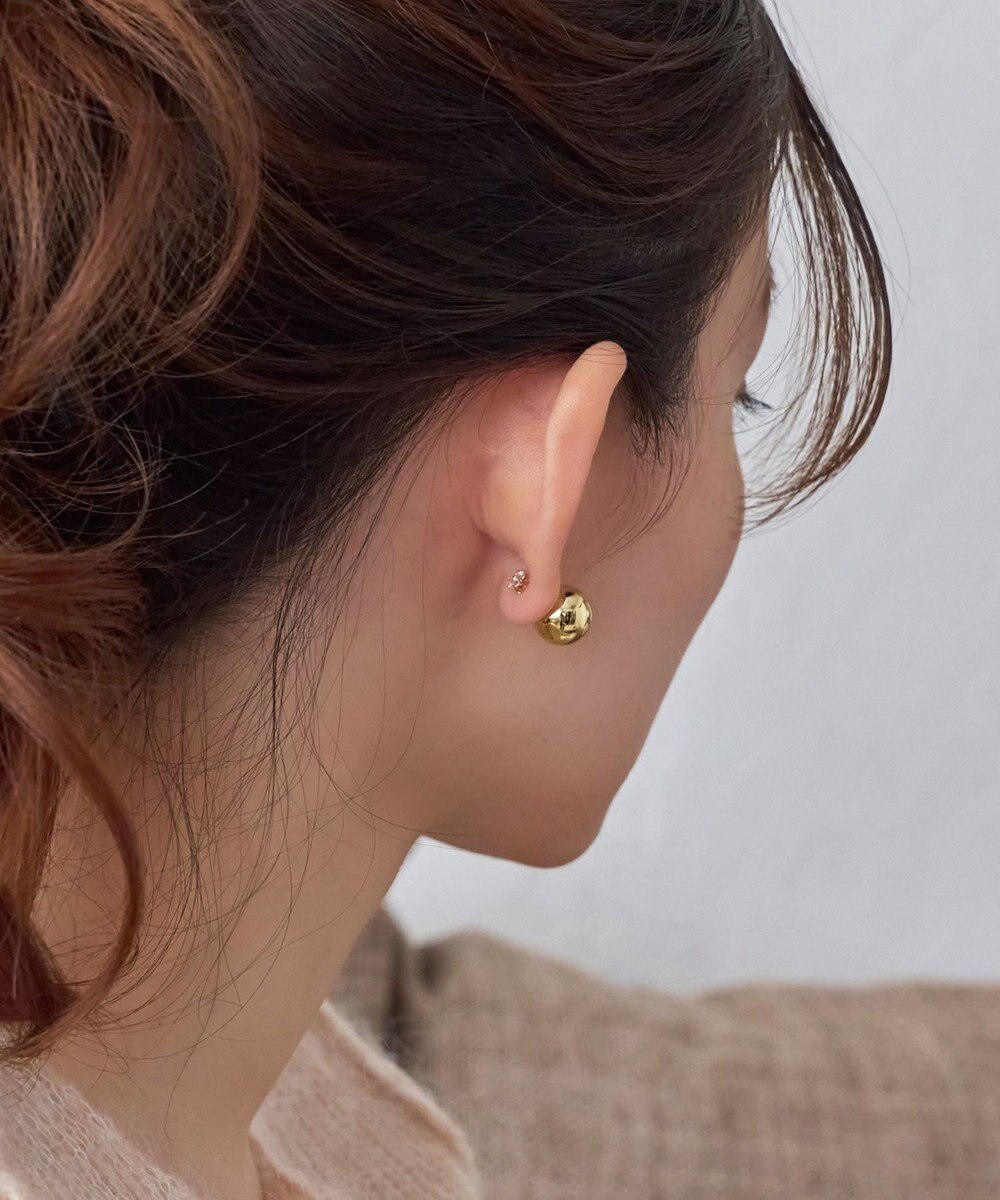 Phoebe モードメタルビジューバックキャッチピアス 