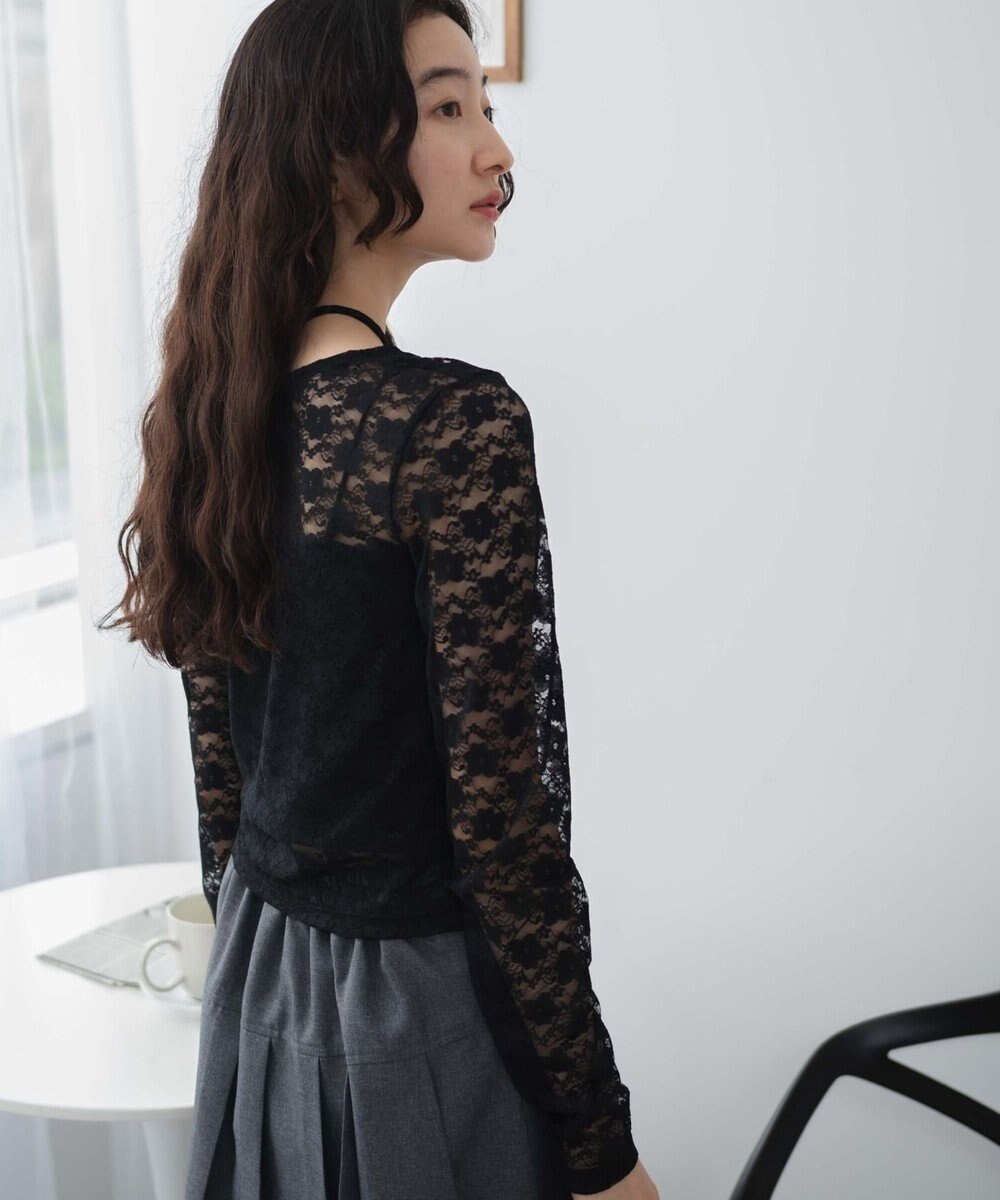 WEGO チョーカーリボン付きレースロンT 