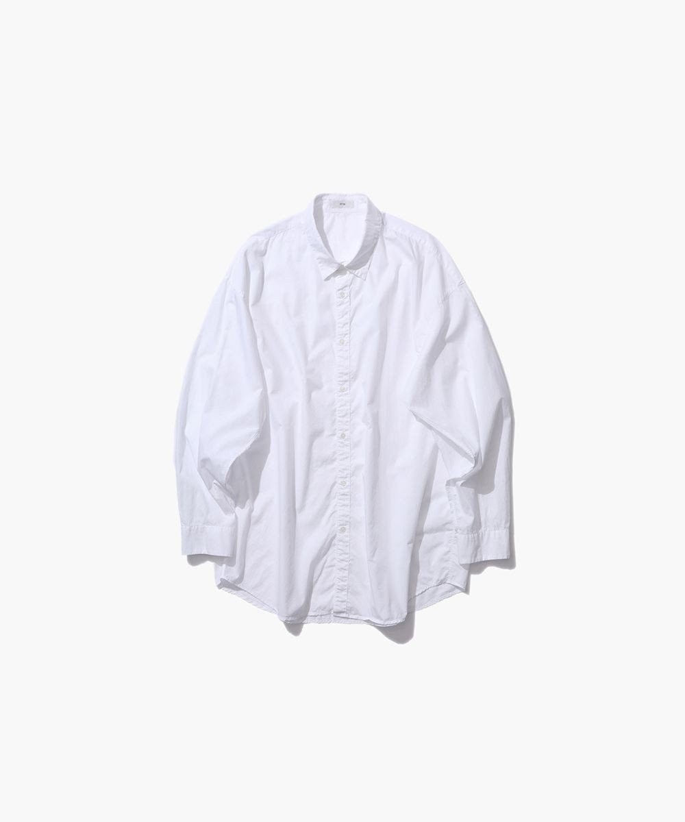 ATON COTTON LAWN | オーバーサイズシャツ - UNISEX WHITE