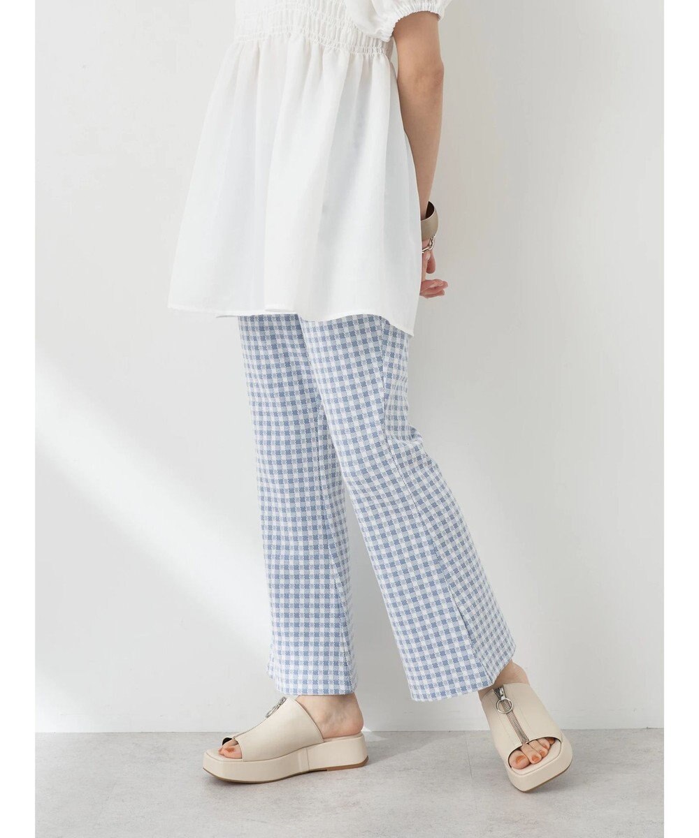 earth music&ecology チェックフレアイージーパンツ 