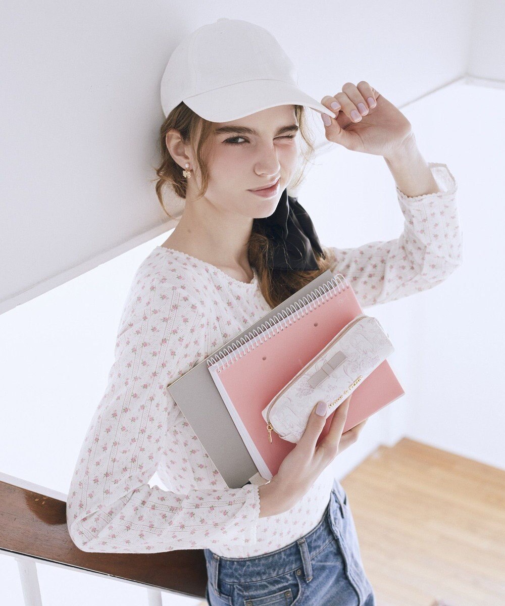 Maison de FLEUR フラワーガーデン柄合皮ロングポーチ 