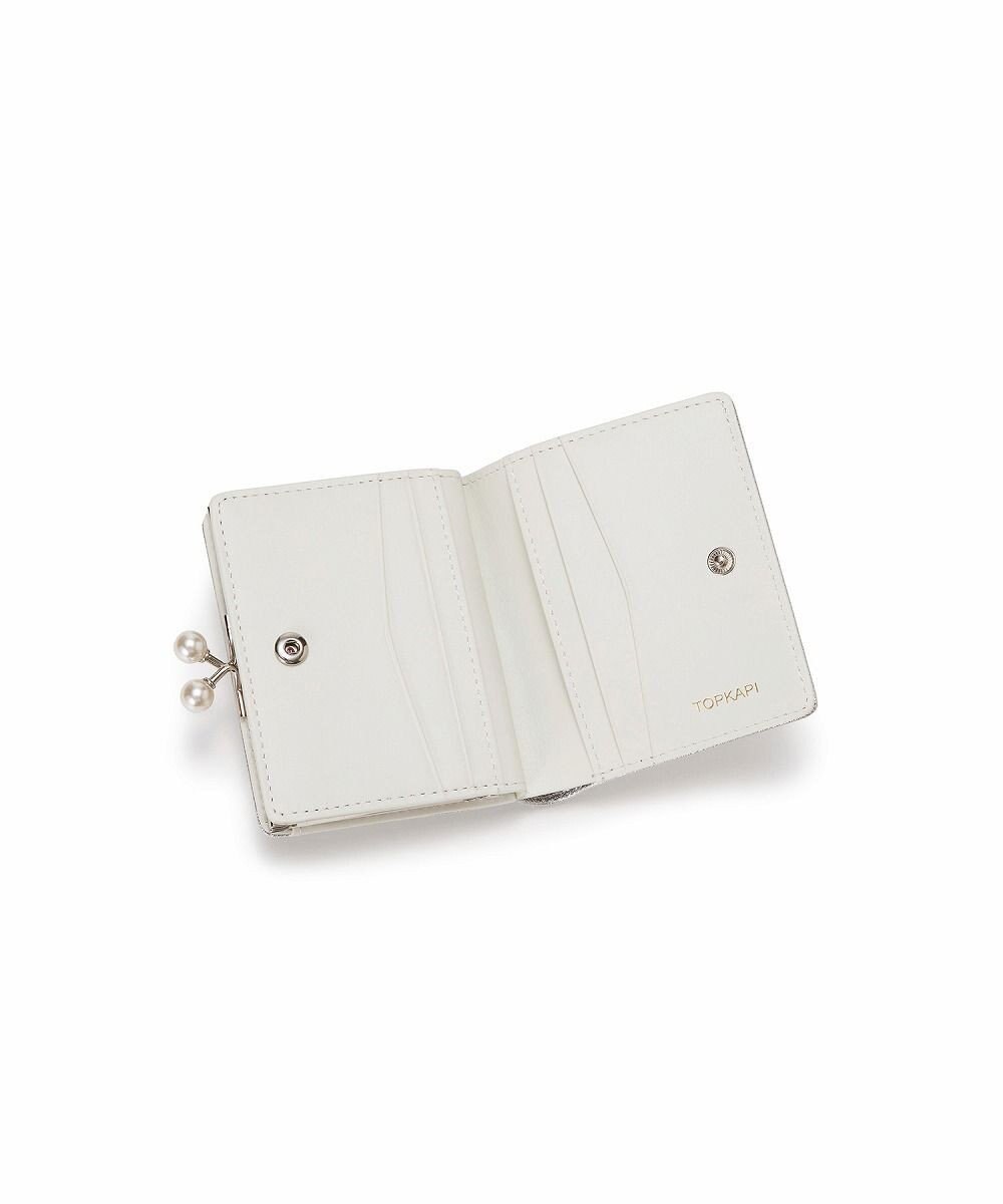 TOPKAPI 【TOPKAPI】シュリンクレザー パール がま口 二つ折り 財布 