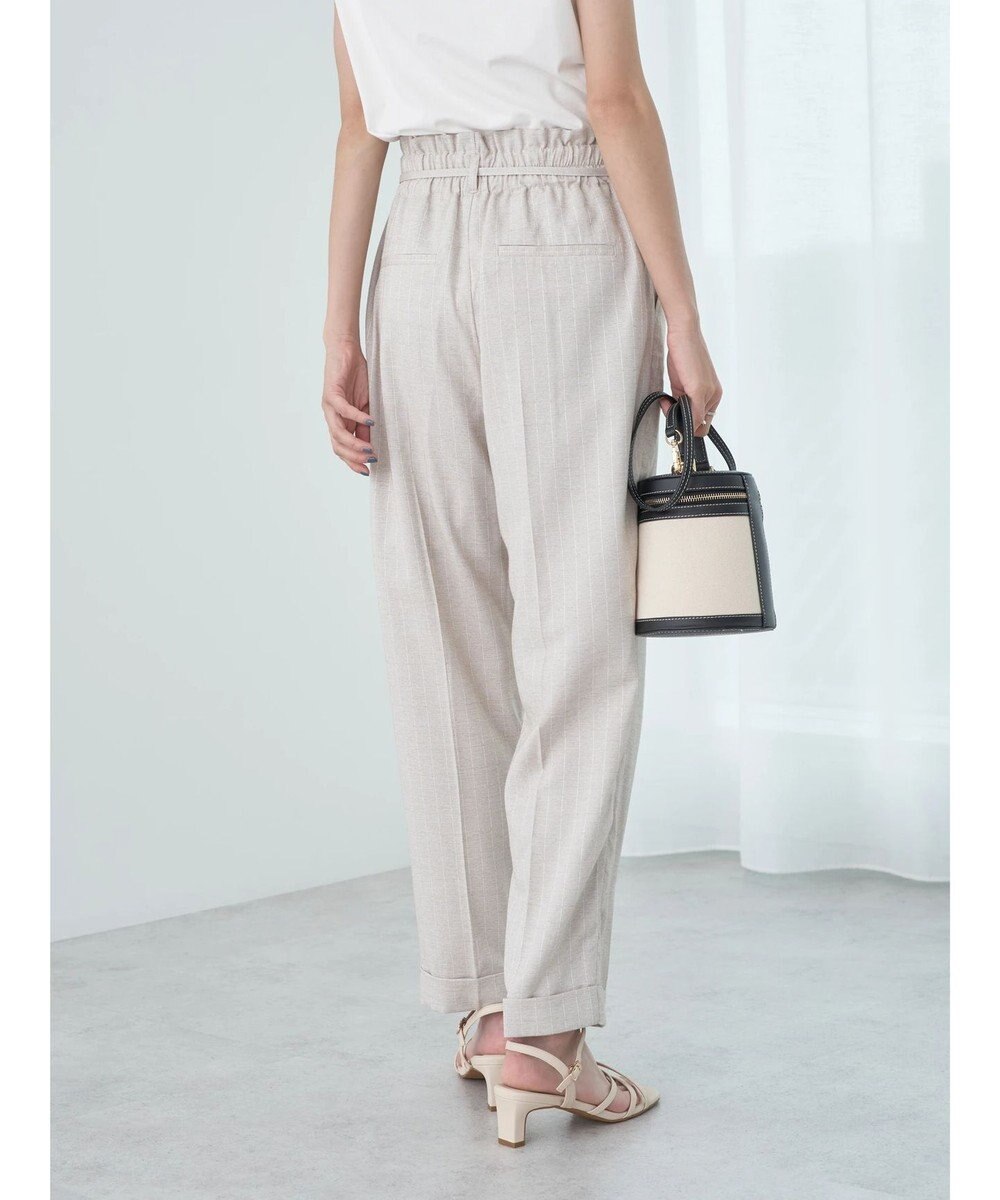 earth music&ecology リネンライクテーパードパンツ（ストライプ） 