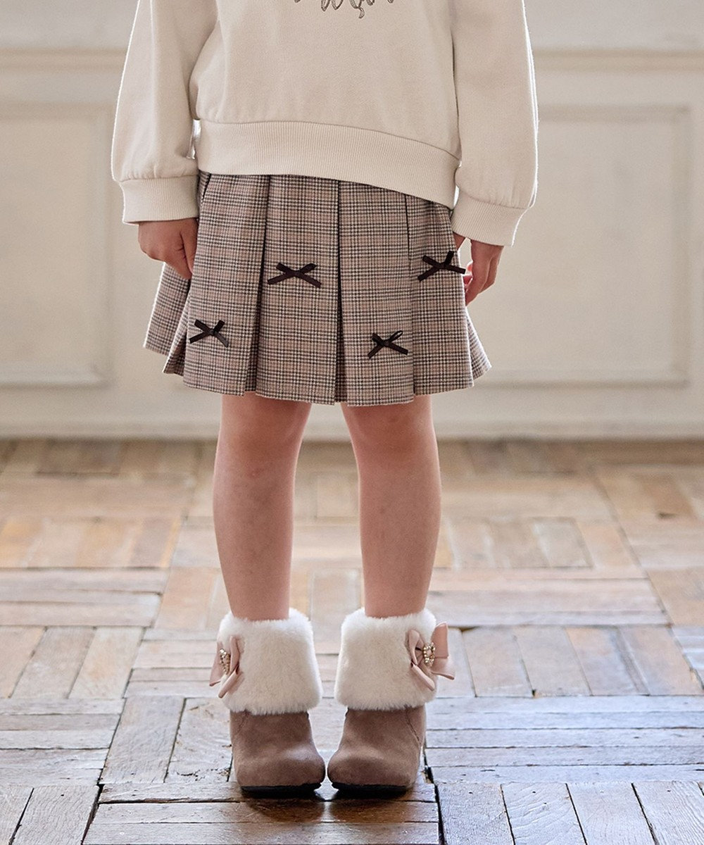 ANY KIDS リボン×チェック プリーツスカパン 