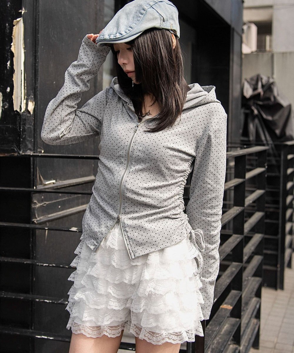 WEGO サイドリボンカットジップパーカー 