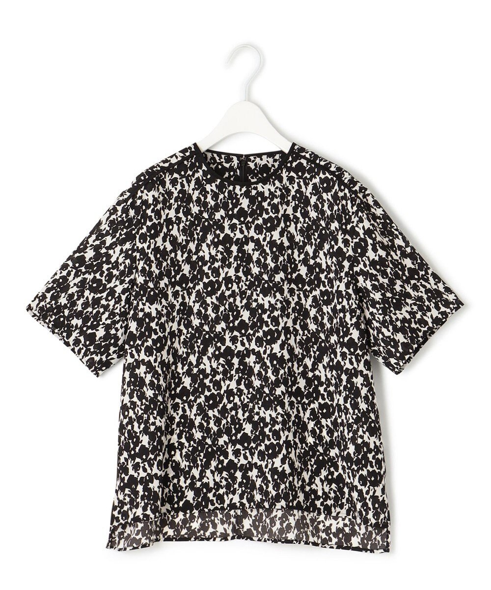 ICB 【洗える】シルエットフラワープリント Tブラウス 