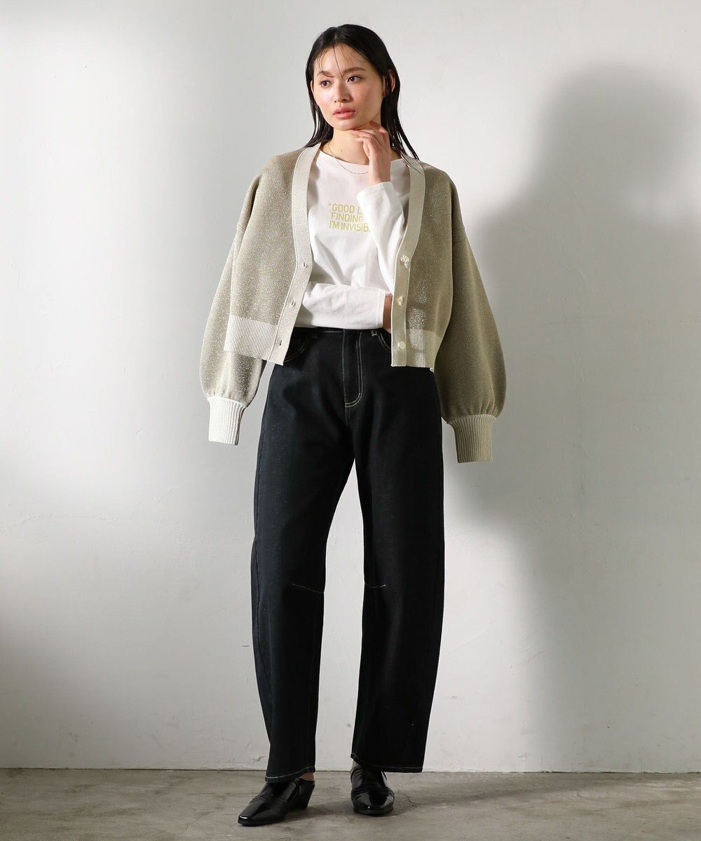 Green Parks ・ＥＬＥＮＣＡＲＥ　ＤＵＥ　ラメＶネックカーディガン 