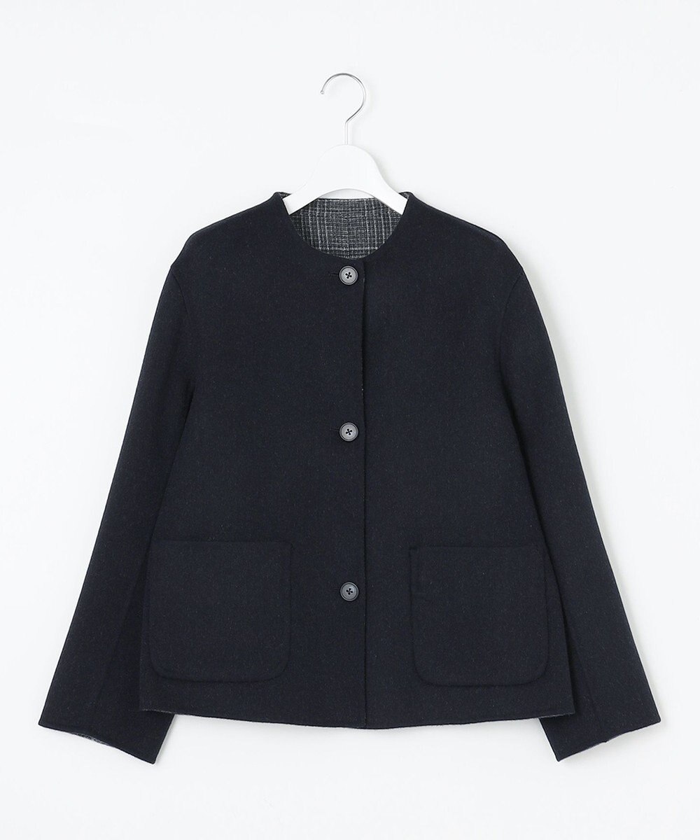 J.PRESS LADIES L 【リバーシブル】ウールナイロン リバー チェック ショート コート 