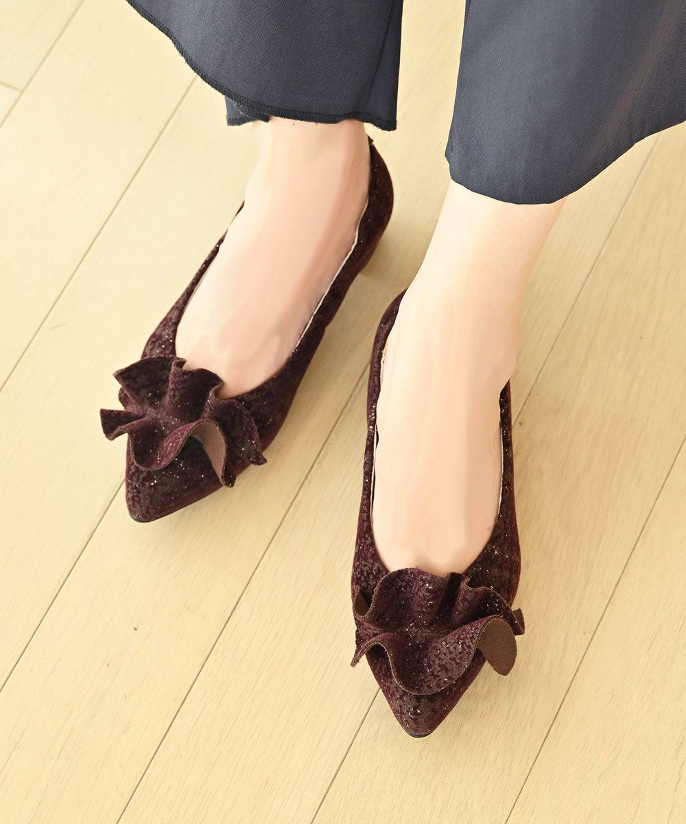 nouvelleRobe Oū 新色追加【本革・高反発】Ruffles ポインテッドトゥ ヒールパンプス 