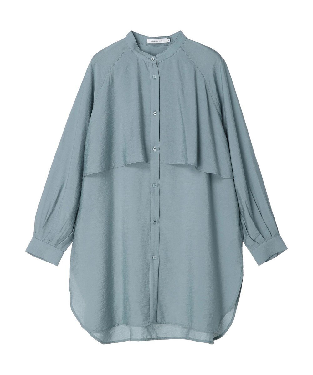 AMERICAN HOLIC バンドカラーフリルシャツチュニック 