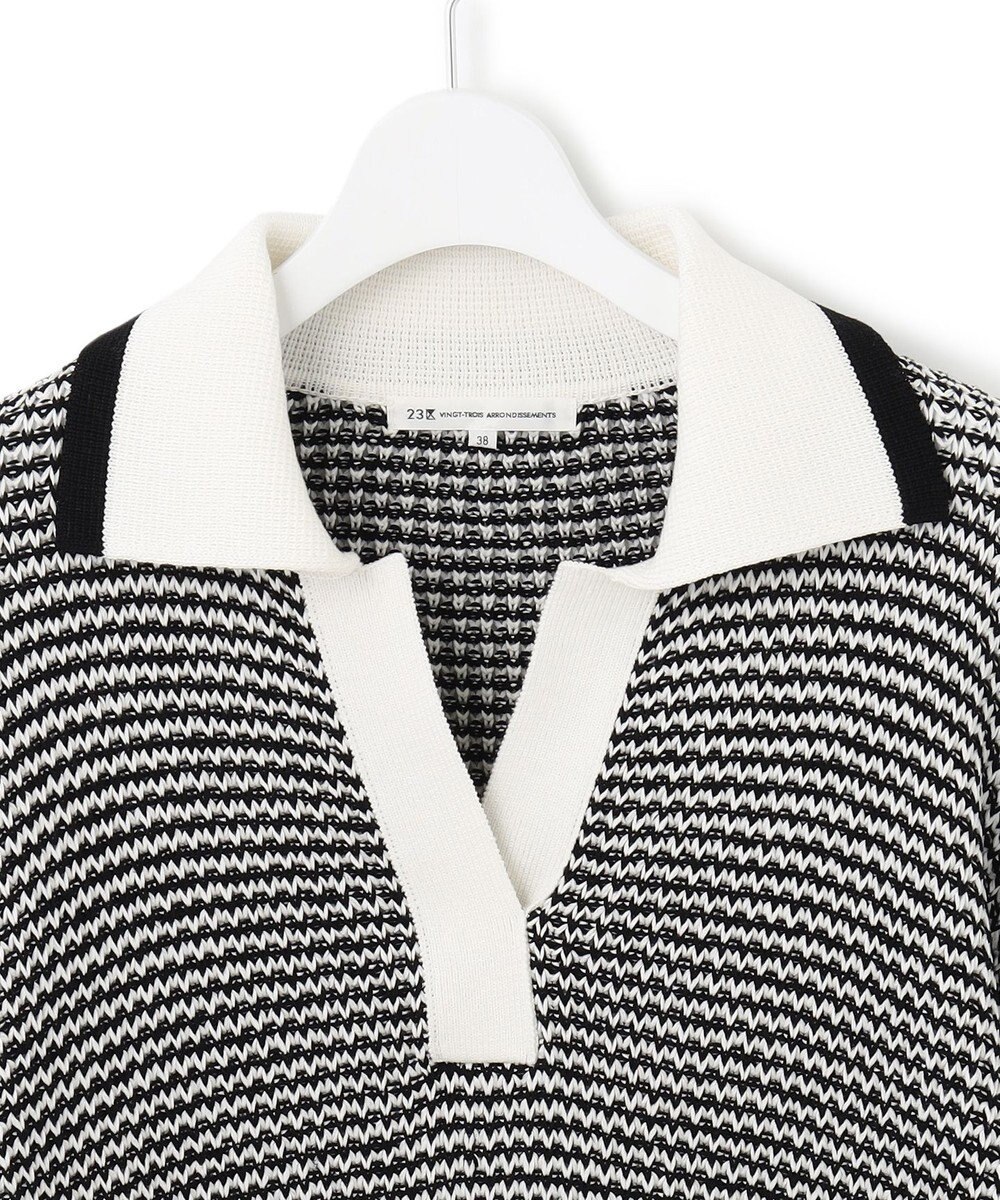 23区 【洗える】ワッフルパターン バイカラー ニット 