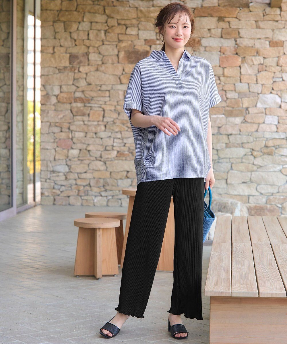 Tiaclasse 【洗える】 リネンミックススキッパーシャツ 