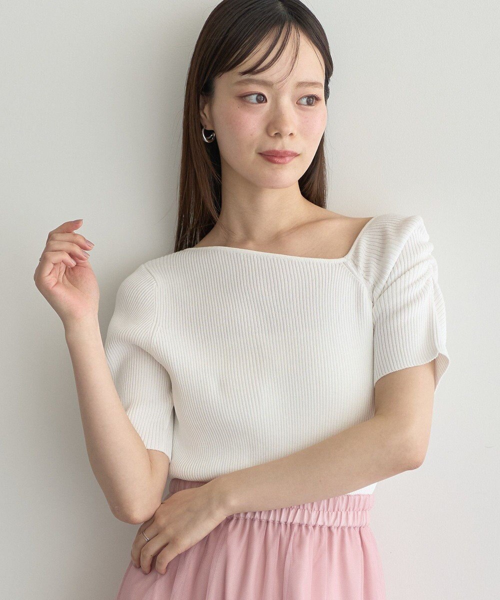 earth music&ecology アシメネックリブニットプルオーバー 