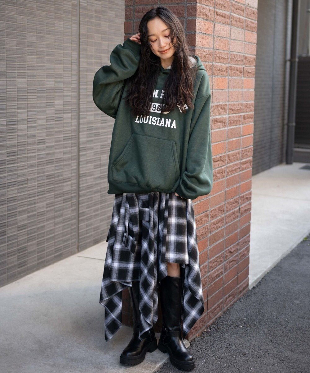 WEGO 【ユニセックス着用ITEM/裏起毛】カレッジロゴボアパーカー 