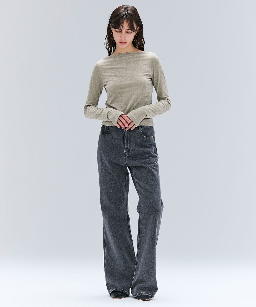 BEIGE， 【洗える・BAILA掲載】BUTLER / ストレッチベロアボートネックカットソー 