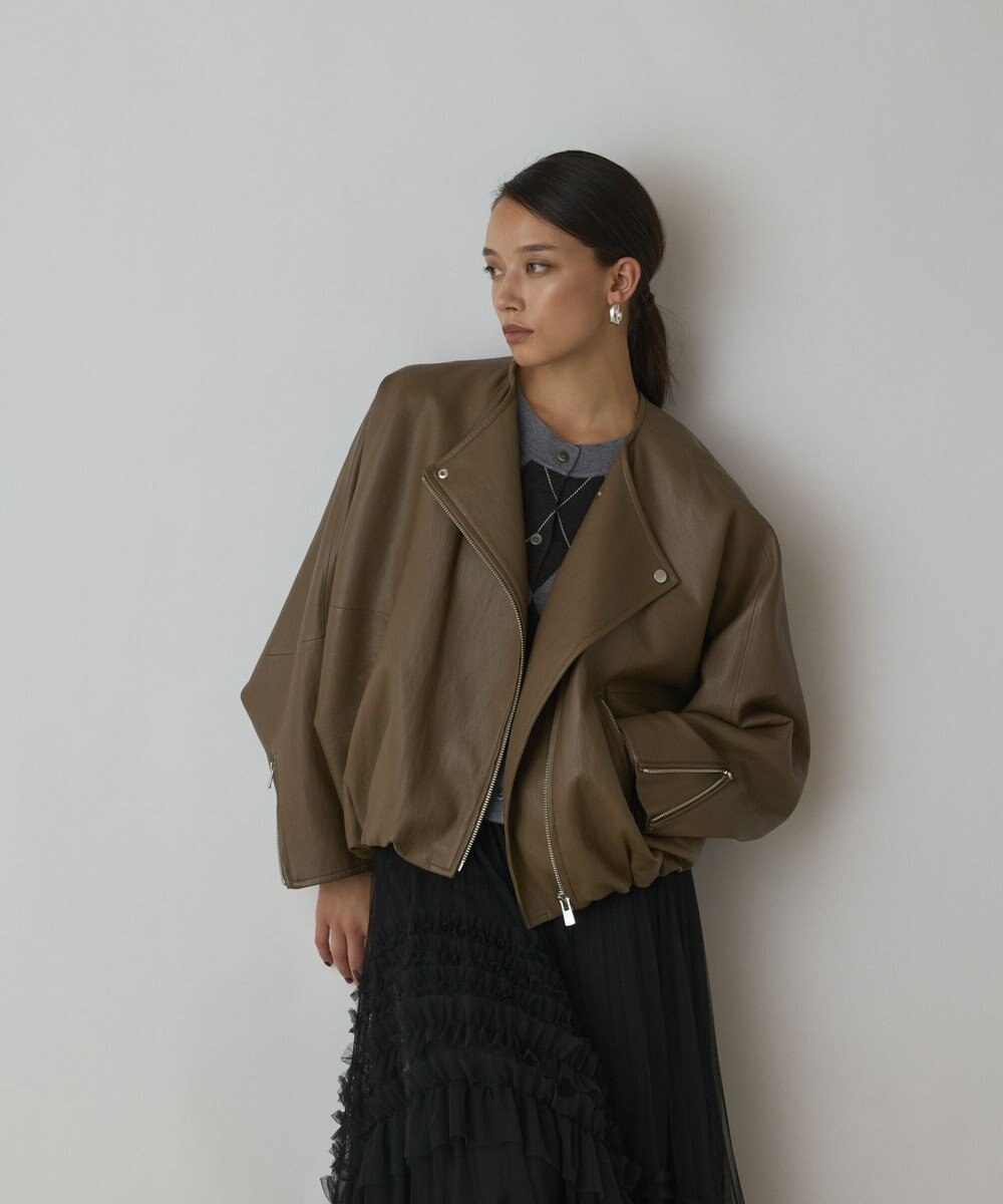 GRACE CONTINENTAL フェイクレザーライダース 