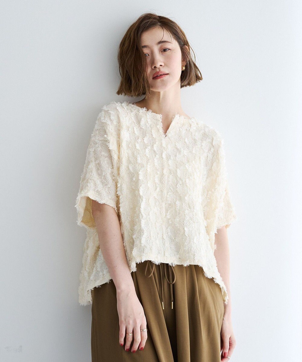 YECCA VECCA ジャガードフリンジブラウス 