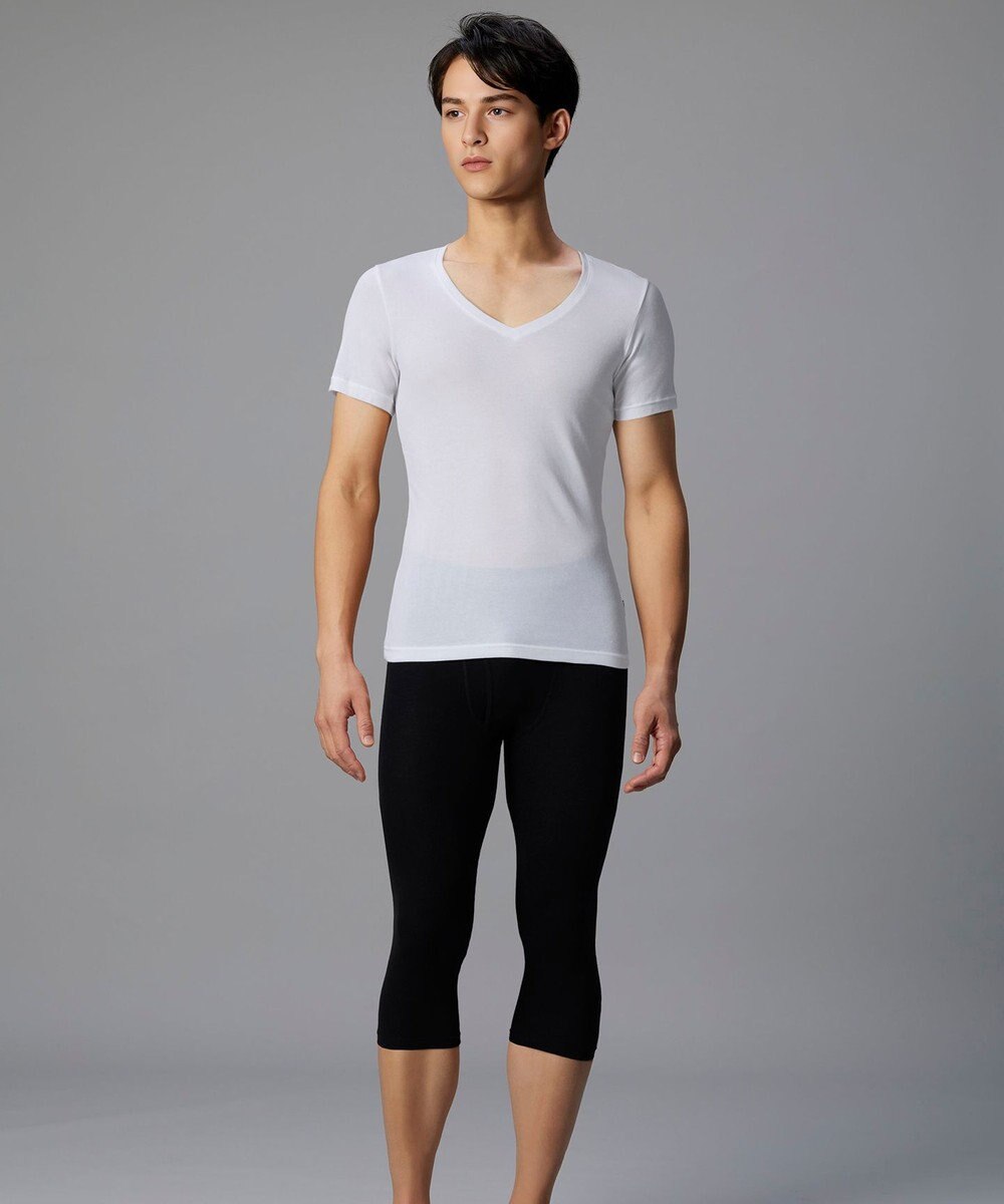 WACOAL MEN 綿混インナー Vネック ３分袖 しっかりあたたかい 保温性 肌側起毛 ストレッチ素材 逆三シルエット設計 メンズ GL5020 /ブロス 