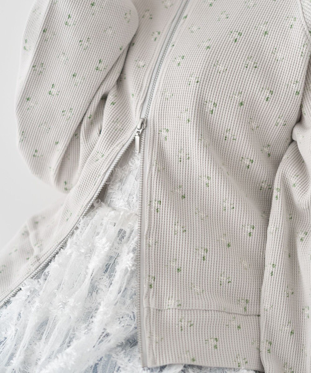 earth music&ecology 【予約】【綿100％】ダブルジップワッフルカーディガン 